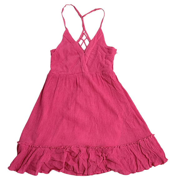 Fuchsia backless summer dress in Pink small swim beach cover up dress - Picture 3 of 7